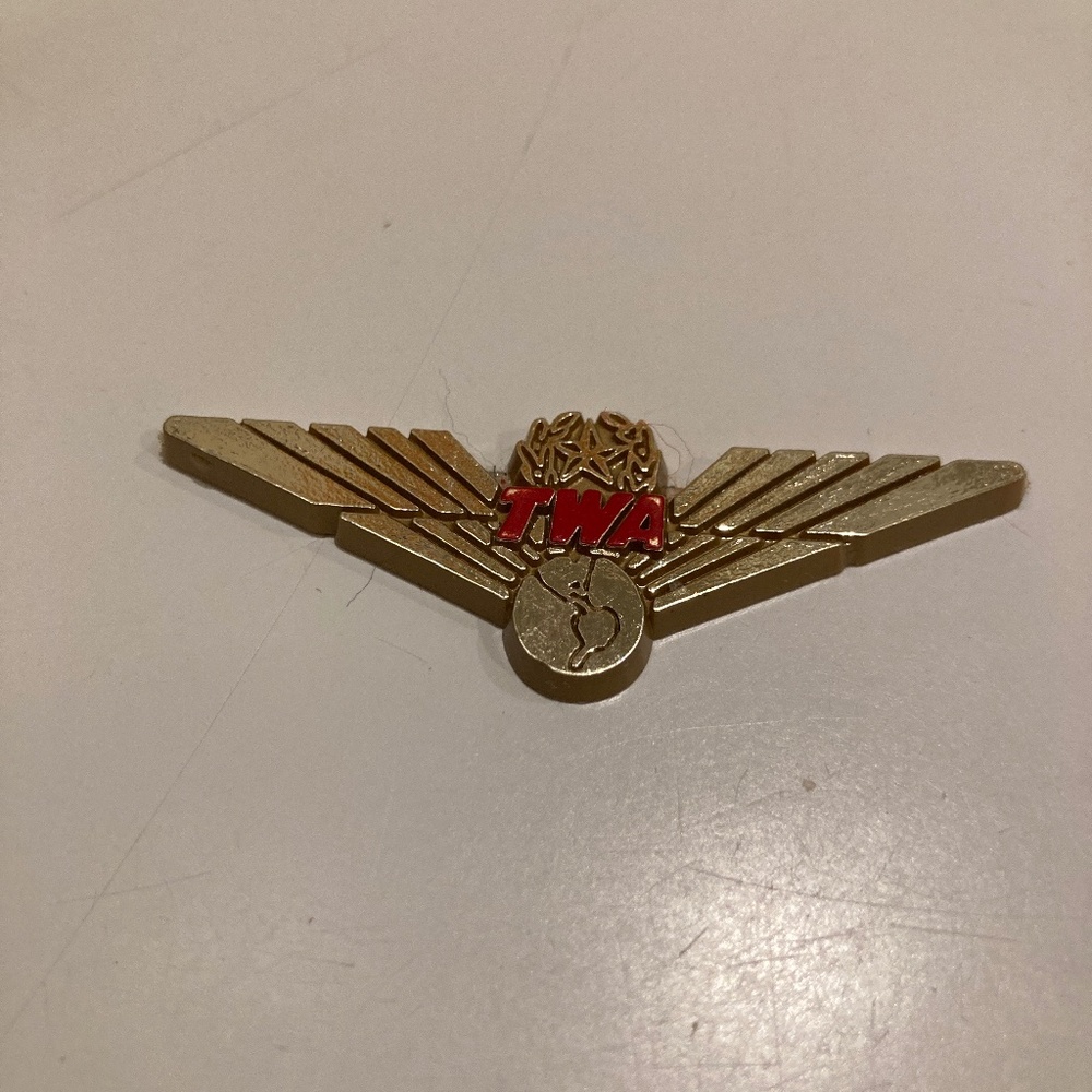Vintage TWA Flight Childs Junior Pilot Flight Wings Pin With Adhesive back